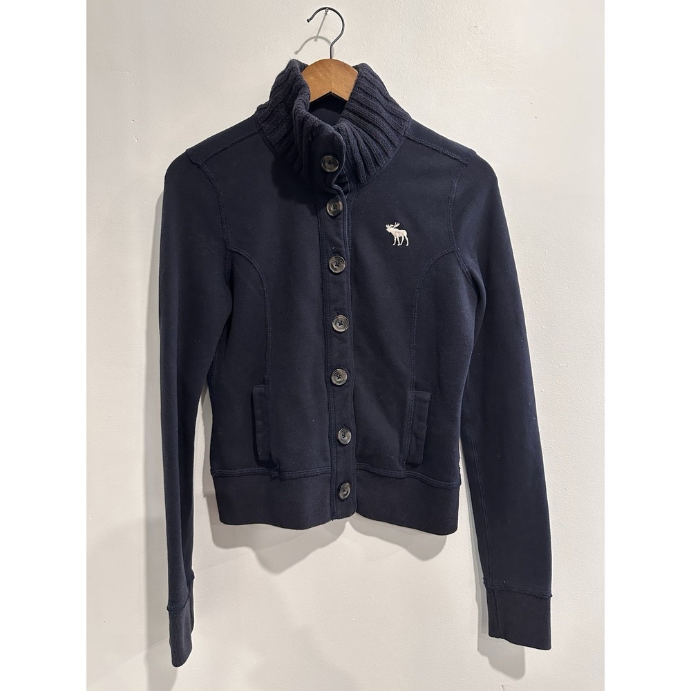 ABERCROMBIE & FITCH Vintage Cotton Blend Navy Blue Button Up Sweater Size M